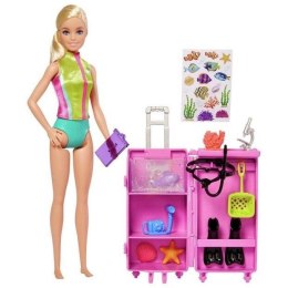 Barbie Kariera – lalka biolożka morska z akcesoriami badawczymi i kolorowymi naklejkami