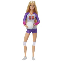 Lalka Barbie Made to Move Siatkarka w sportowym stroju z piłką do siatkówki – ruchoma lalka z 22 stawami