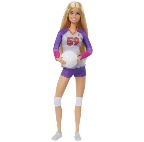 Lalka Barbie Made to Move Siatkarka w sportowym stroju z piłką do siatkówki – ruchoma lalka z 22 stawami Lalka Barbie Made to Move Siatkarka w sportowym stroju z piłką do siatkówki – ruchoma lalka z 22 stawami