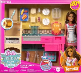 Lalka Teresa z serii Barbie Przepis na Przyjaźń z akcesoriami kuchennymi i pastelowym fartuszkiem
