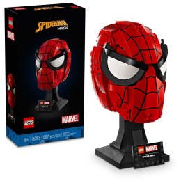 LEGO Marvel 76285 – Maska Spider-Mana na podstawce z tabliczką, model kolekcjonerski z 487 elementów