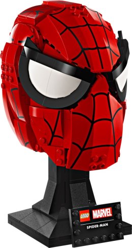 LEGO Marvel 76285 – Maska Spider-Mana na podstawce z tabliczką, model kolekcjonerski z 487 elementów