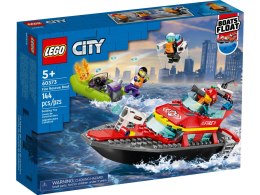 LEGO City 60373 Łódź strażacka z motorówką, minifigurkami i akcesoriami strażackimi, zestaw dla dzieci 5+