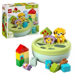 LEGO DUPLO 10441 Sorter kształtów z domkiem i pieskami – zabawa i nauka dla dzieci od 18 miesięcy