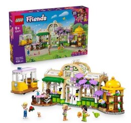 LEGO Friends 42671 Zielona kawiarnia i kwiaciarnia – zestaw dla dzieci 9+ z minilaleczkami, tramwajem i kotem Nuggetem