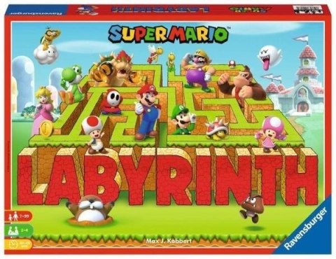 Gra planszowa Labirynt Super Mario z kolorową planszą, kartami ścieżek i pionkami graczy – dynamiczna rozrywka dla całej rodziny