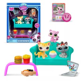 Zestaw Littlest Pet Shop Diner Dash – trzy kocie figurki z kolorowymi akcesoriami i kartą kolekcjonerską