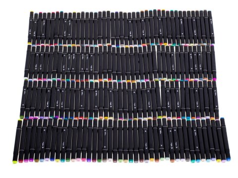 Zestaw 168 dwustronnych markerów alkoholowych w czarnym etui z kolorowymi końcówkami Zestaw 168 dwustronnych markerów alkoholowych w czarnym etui z kolorowymi końcówkami
