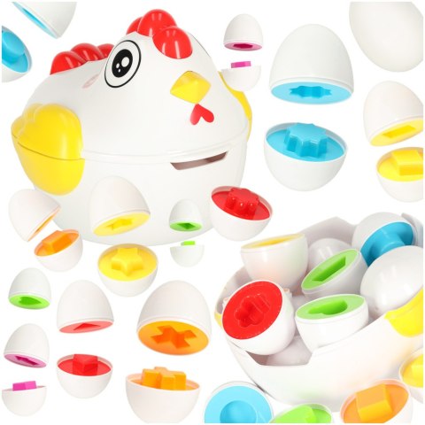 Puzzle Klocki Jajka Montessori – kolorowa kura edukacyjna z 12 jajkami do dopasowywania kształtów i kolorów Puzzle Klocki Jajka Montessori – kolorowa kura edukacyjna z 12 jajkami do dopasowywania kształtów i kolorów