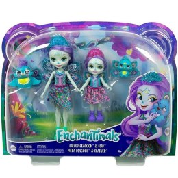 Zestaw Enchantimals – lalki siostry Patter i Piera Peacock z pawimi zwierzątkami i kolorowymi strojami