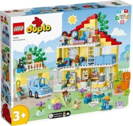 LEGO DUPLO Dom rodzinny 3 w 1 – kolorowy domek z 7 figurkami, świecącym klockiem i trzema modelami do zabawy dla maluchów
