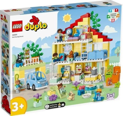 LEGO DUPLO Dom rodzinny 3 w 1 – kolorowy domek z 7 figurkami, świecącym klockiem i trzema modelami do zabawy dla maluchów LEGO DUPLO Dom rodzinny 3 w 1 – kolorowy domek z 7 figurkami, świecącym klockiem i trzema modelami do zabawy dla maluchów