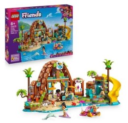 LEGO Friends 42673 Rodzinne wakacje na plaży – zestaw dla dzieci 8+, minilaleczki, delfin, żółw i plażowy ośrodek