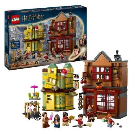 Zestaw LEGO Harry Potter 76452 – sklepy z Ulicy Pokątnej: markowy sprzęt do quidditcha i lodziarnia z minifigurkami Zestaw LEGO Harry Potter 76452 – sklepy z Ulicy Pokątnej: markowy sprzęt do quidditcha i lodziarnia z minifigurkami