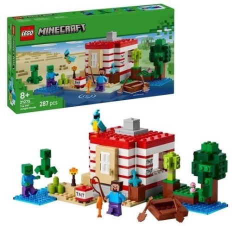 Zestaw LEGO Minecraft Dom TNT w dżungli (21275) z funkcją wybuchu, minifigurkami i akcesoriami dla fanów Minecrafta. Zestaw LEGO Minecraft Dom TNT w dżungli (21275) z funkcją wybuchu, minifigurkami i akcesoriami dla fanów Minecrafta.