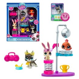 Littlest Pet Shop Disco Nights – zestaw z 3 tańczącymi zwierzątkami i akcesoriami do zabawy.