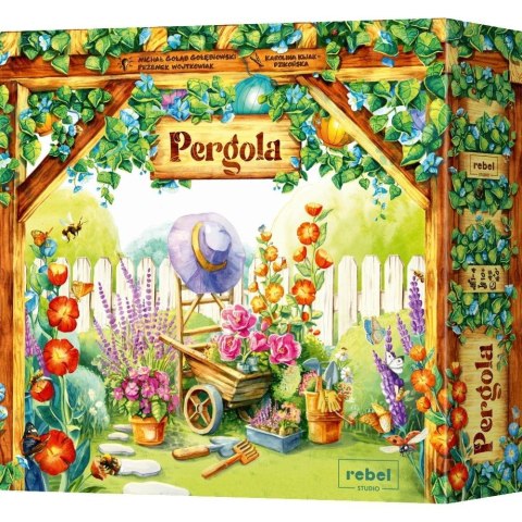 Plansza i elementy gry Pergola – strategiczna planszówka o zakładaniu ogrodu, sadzeniu roślin i przyciąganiu owadów Plansza i elementy gry Pergola – strategiczna planszówka o zakładaniu ogrodu, sadzeniu roślin i przyciąganiu owadów