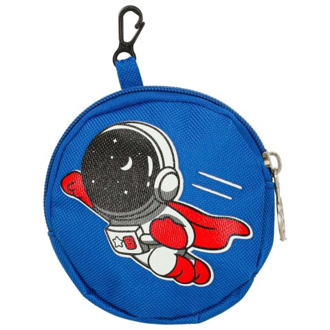 Niebieski plecak dziecięcy z motywem astronauty i okrągłą saszetką – idealny do przedszkola i na wycieczki Niebieski plecak dziecięcy z motywem astronauty i okrągłą saszetką – idealny do przedszkola i na wycieczki