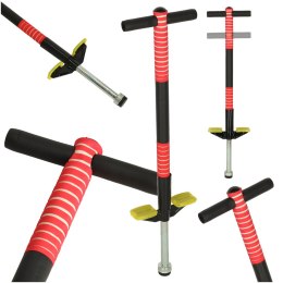 Drążek do skakania (pogo stick) dla dzieci 6+, stalowa konstrukcja z piankowymi rączkami i antypoślizgowymi podnóżkami