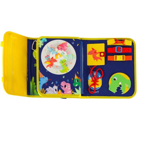 Tablica manipulacyjna Montessori w formie walizki i plecaka z motywem dinozaura, edukacyjna zabawka sensoryczna dla dzieci. Tablica manipulacyjna Montessori w formie walizki i plecaka z motywem dinozaura, edukacyjna zabawka sensoryczna dla dzieci.
